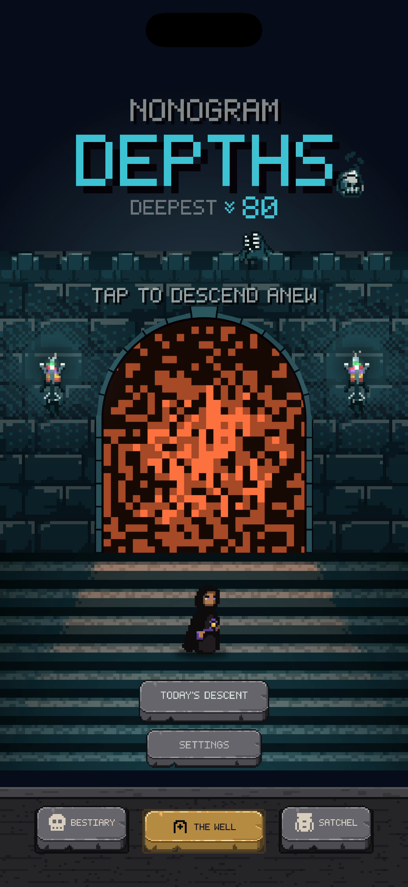 The reel's final frame: the well in the Drowned's stone with a green portal light.